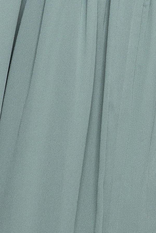 Sustainable Front Split Wrap Style Chiffon Maxi Dress - Sage Green DR4314BBS