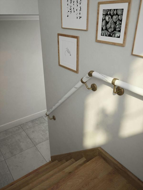 Handrails Direct Montford Soft White Marble Half Turn Handrail