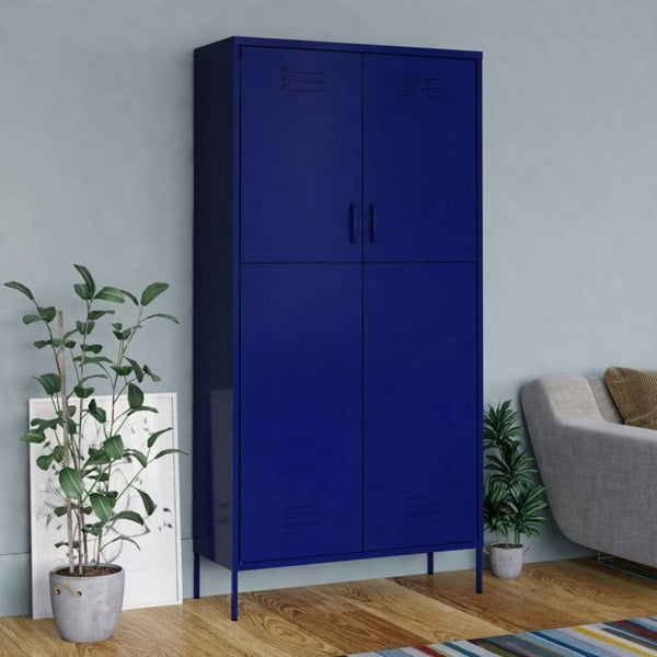 Berkfield Wardrobe Navy Blue 90x50x180 cm Steel