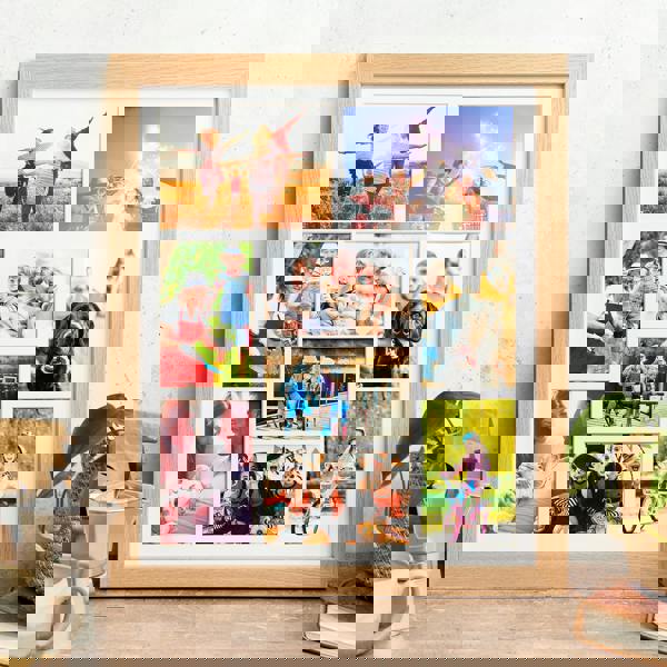 MijMoj Design Solid Oak Nine Aperture Picture Frame with Mount - Natural Finish