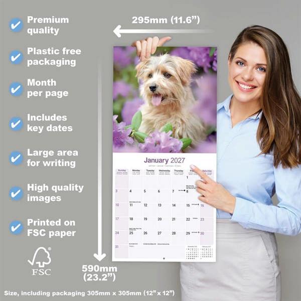 Norwich & Norfolk Terrier Calendar 2027, Wall Calendars, Month To View, Dogs, Gift