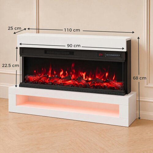 HOMCOM 110cm 3-Sided Electric Fireplace Freestanding and Wall Mounted