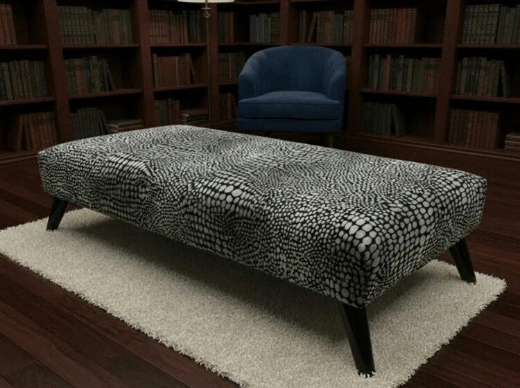 ISTOOLS Premium Leopard Print Ottoman Bench – Fabric Footstool & Coffee Table (Non-Storage) - 50 x 30 Inches (127 x 76cm)