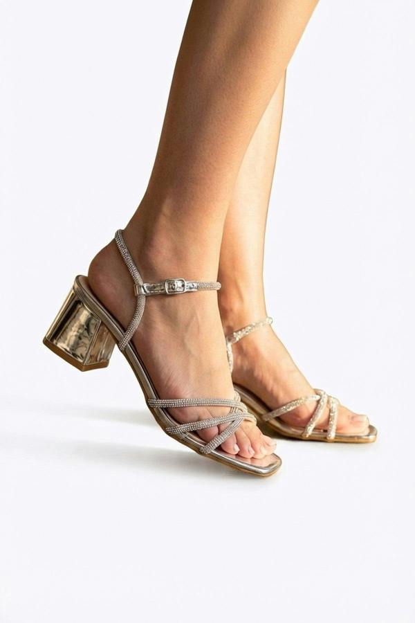 Willow Rhinestone Block Heel Sandals - Silver_wb