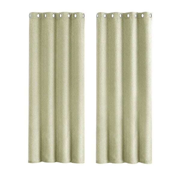 Mint Green Lined Blackout Eyelet Curtains - 46 x 63 Inch Drop - Pair Image 1