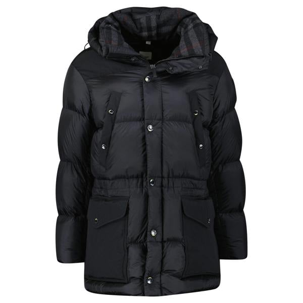 Burberry 'Lindford' Check Down Puffer Jacket Black - chancefashionco