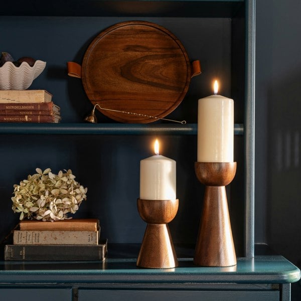 Ivyline Harvey Walnut Wooden Candle Plate