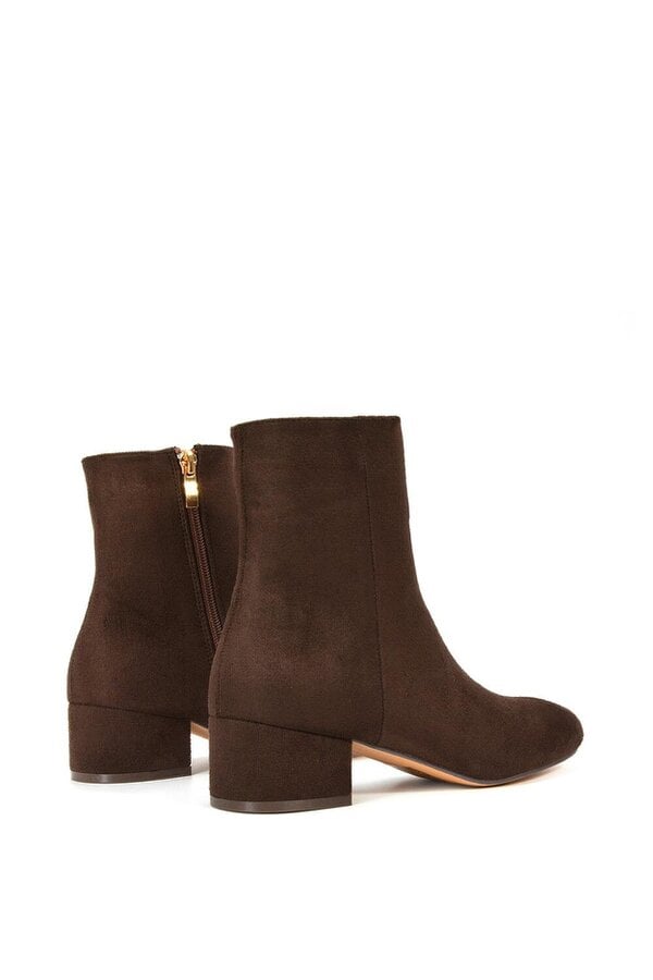 XY LONDON Mid Block Heel Ankle Boots With Inside Zip