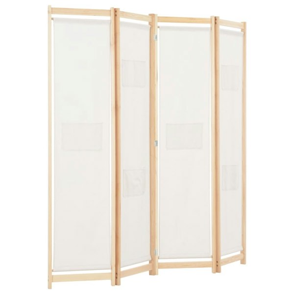 Berkfield 4-Panel Room Divider Cream 160x170x4 cm Fabric