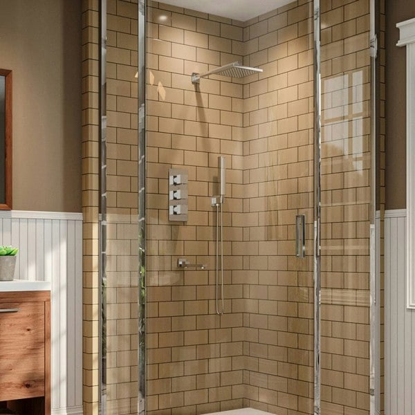 Chrome Square/Round Thermostatic Handshower and Showerhead Mixer Set Shower Systems Living and Home Sliver Square Showerhead
