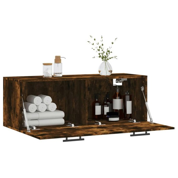 Berkfield Wall Cabinet Smoked Oak 100x36.5x35 cm Engineered Wood