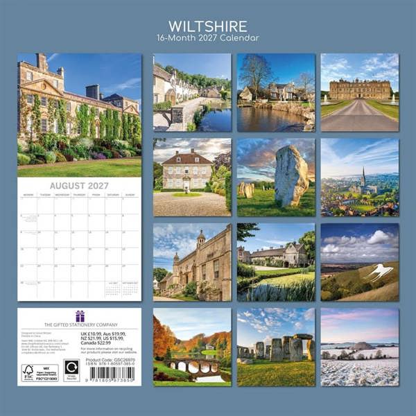 Wiltshire Calendar 2027, Wall Calendars, Month To View, Travel, Gift