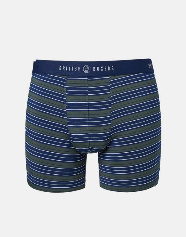 British Boxers Men's Bamboo Stretch Trunk – Forest at Dusk Stripe