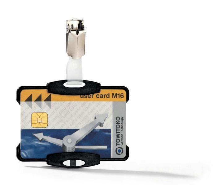 Durable Security Pass Plastic ID Badge Card Holders with Clip | 25 Pack | Black