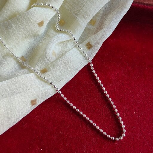The Colourful Aura 925 Silver Silver Ball Slim Thin Payal Anklet