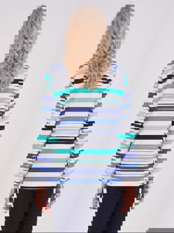 TIGI French Terry Striped Funnel Neck Top