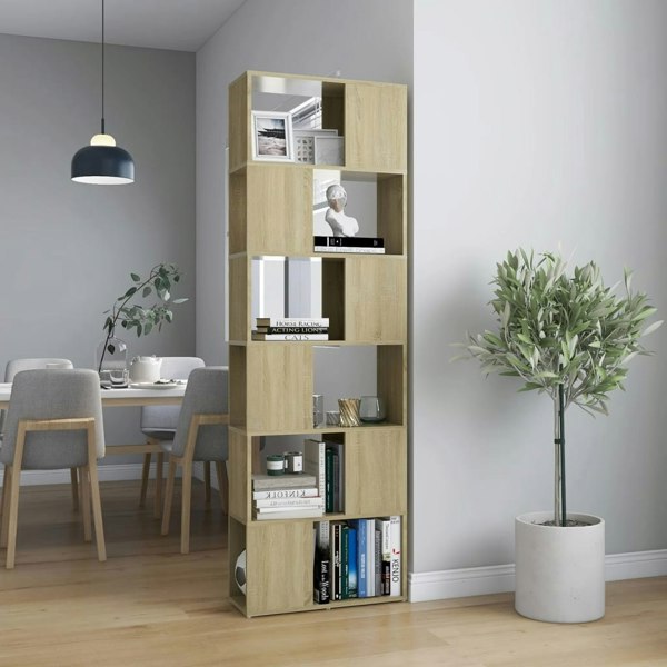 Berkfield Book Cabinet Room Divider Sonoma Oak 60x24x186 cm Engineered Wood