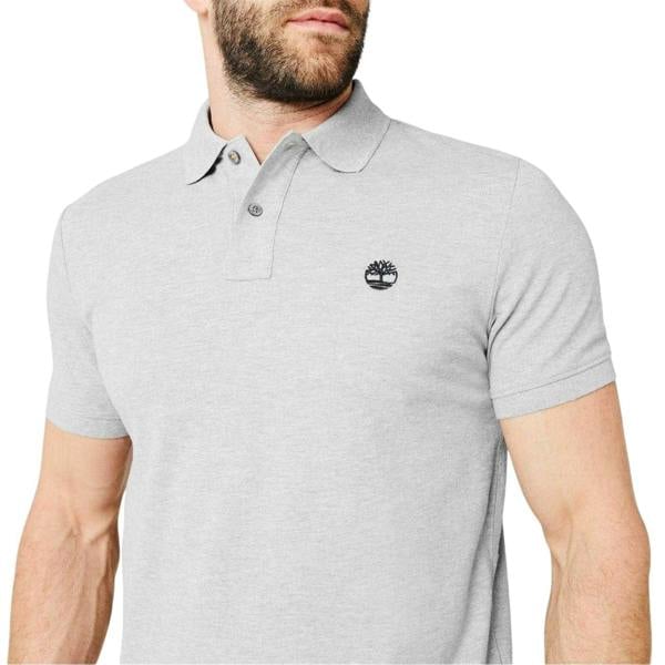 Timberland Mens Miller Short-Sleeved Polo Shirt - Medium Grey Heather - 