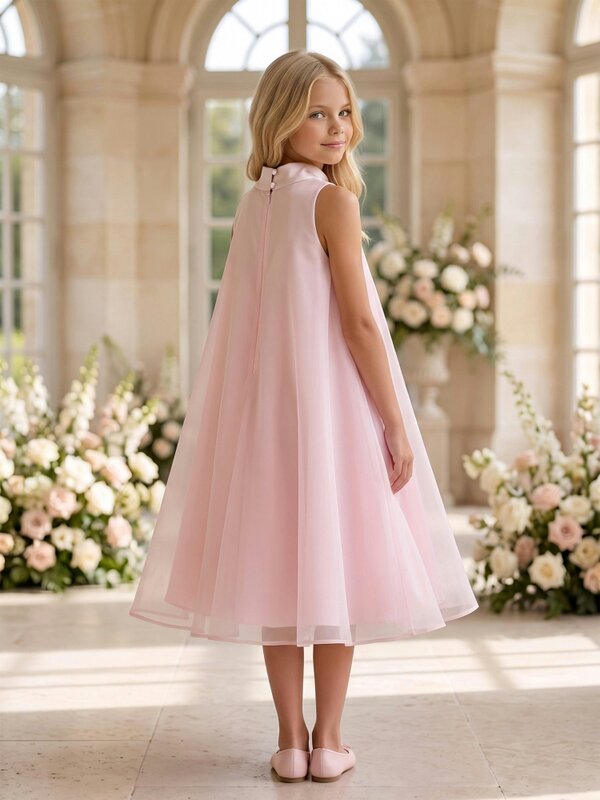 DRESS & Fleur Girls Sleeveless Chiffon Butterfly Dress in Pink