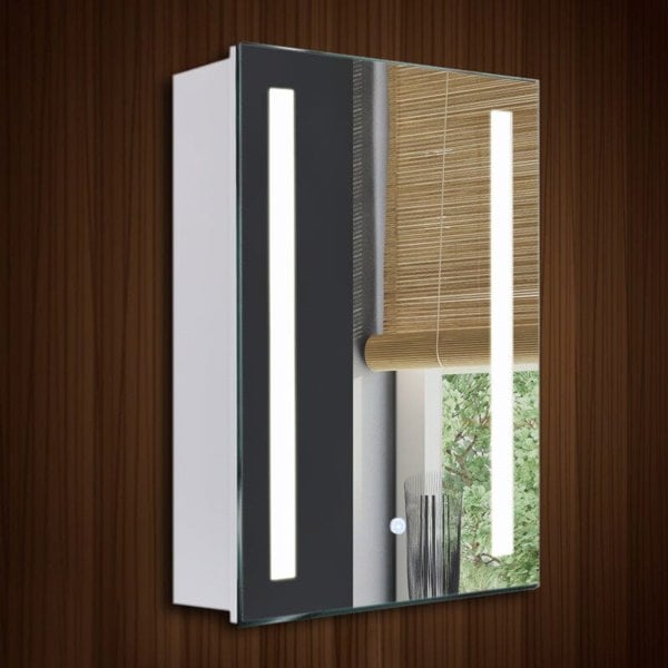 80cm Height LED Bathroom Mirror Cabinet with Shelves Socket Bathroom Mirror Cabinets Living and Home