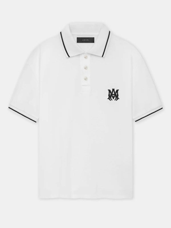 Amiri Solid Short Sleeve MA Logo Polo – White
