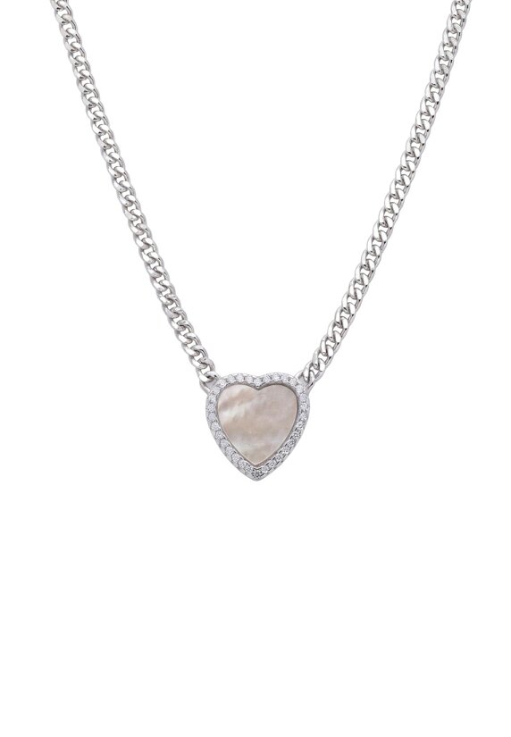 Latelita Heart Mother Of Pearl Necklace Silver