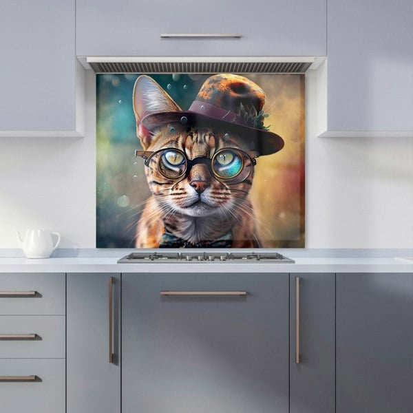 Warren Reed - Designer Bengal Cat Face With Splashart Kitchen Splashback