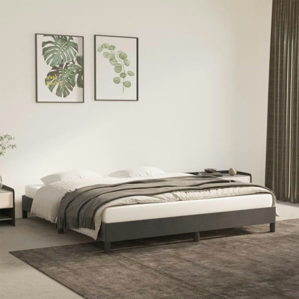 Berkfield Bed Frame Dark Grey 180x200 cm 6FT Super King Velvet