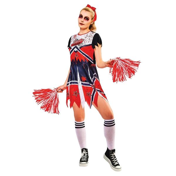 Bristol Novelty Womens/Ladies Zombie Cheerleader Costume Set - Blue/Red - 