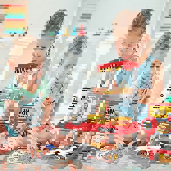 deAO Toys 71Pcs Kids Fast Food Playset Caterer Kitchen Toy Set