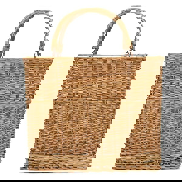 Wicker Green Tweed Rectangular Cooler Basket