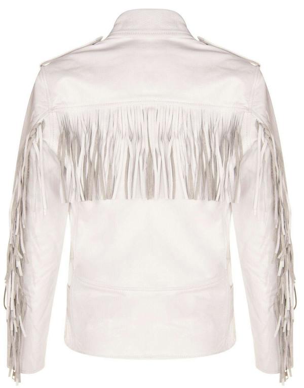 Infinity Leather Mens Fringe Hide Leather Biker Jacket- Tokyo