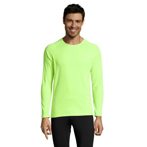 SOLS Mens Sporty Long Sleeve Performance T-Shirt - Neon Green