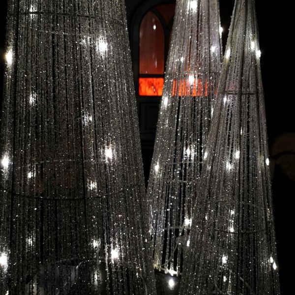 Samuel Alexander LED Tree Cone Obelisk Trio with 90 LEDs in Silver