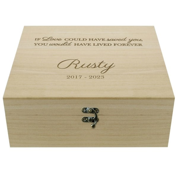 Personalised Memento Company Personalised Pet Memorial Large Wooden Keepsake Box
