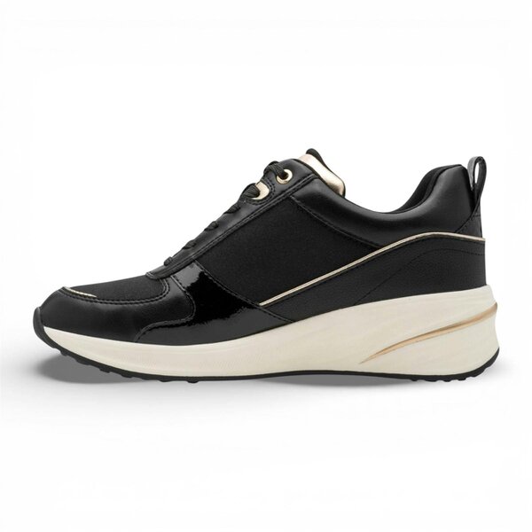 Tamaris Women’s Black Gold Platform Trainers Sneaker Zip Lace-Up Running Shoes