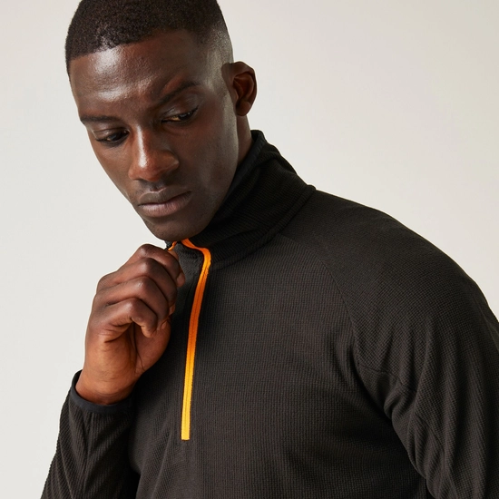 Regatta Mens Navigate Half Zip Fleece - Black/Orange Pop