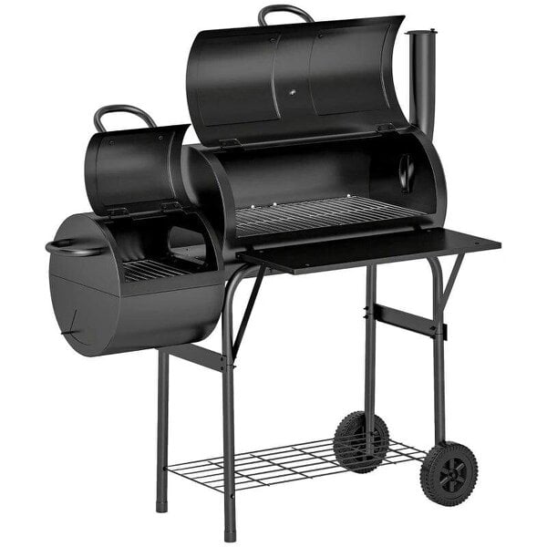 Bobobiy Barbecue Grill Portable Outdoor Charcoal BBQ Grill with Offset Smoker 109 x 60 x 120 cm Black