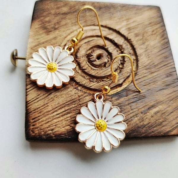 The Colourful Aura Sunflower Floral Charm Sun Flower Dainty Boho Floral Hook Drop Earrings