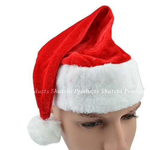 One Size Red Plush Santa Hat with White Fur Trim and Bobble for Christmas Parties and Festive Dress Up image 3