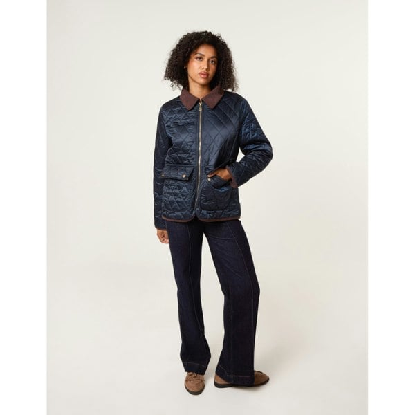 Blue Vanilla Diamond Quilted Cord Collar Coat