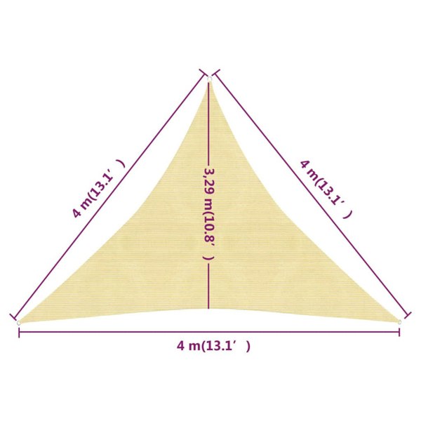 Berkfield Sunshade Sail 160 g/må_ Beige 4x4x4 m HDPE