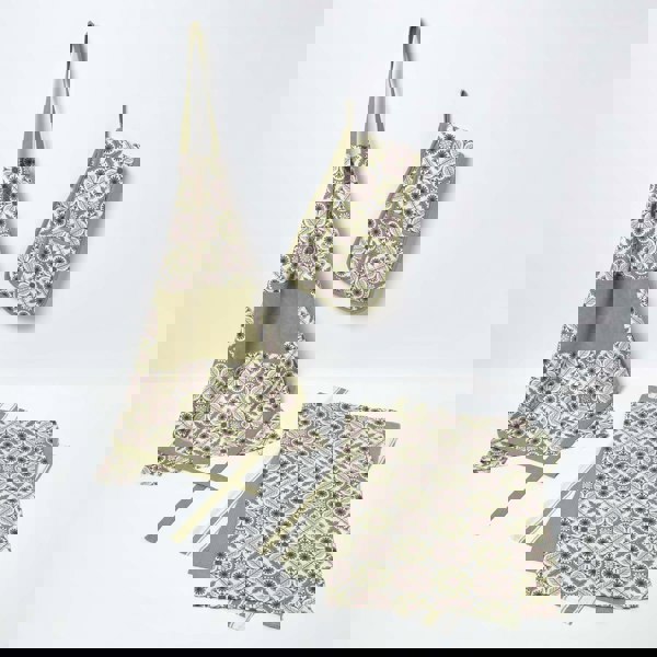 HOMESCAPES Green & Pink Retro 100% Cotton Apron