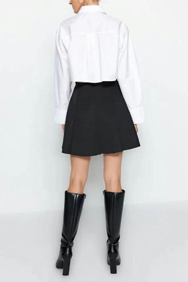 WOVCOR Skater Mini Flounce Knit Skirt