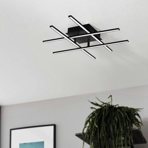 EGLO Lasana 3 LED Contemporary Flush Black Ceiling Light