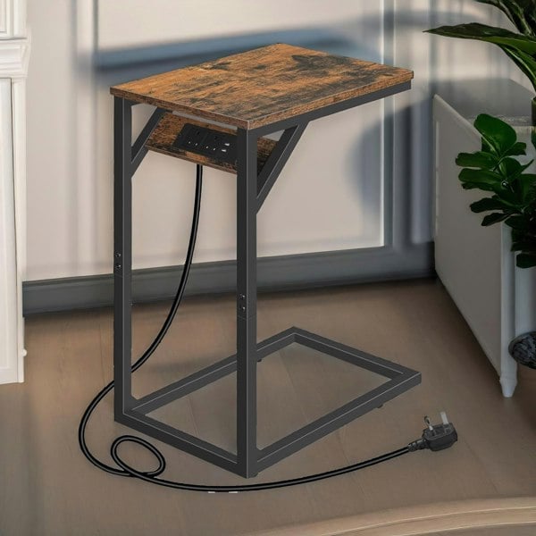 Rafaelo Mobilia C Shaped Table With USB Ports & Power Outlets