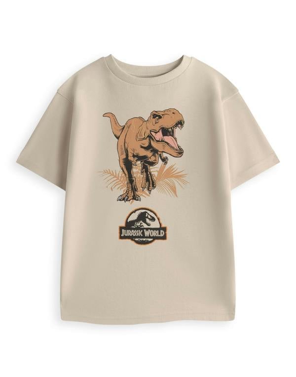 Vanilla Underground Jurassic World Boys Beige T-Rex Short Sleeved T-Shirt