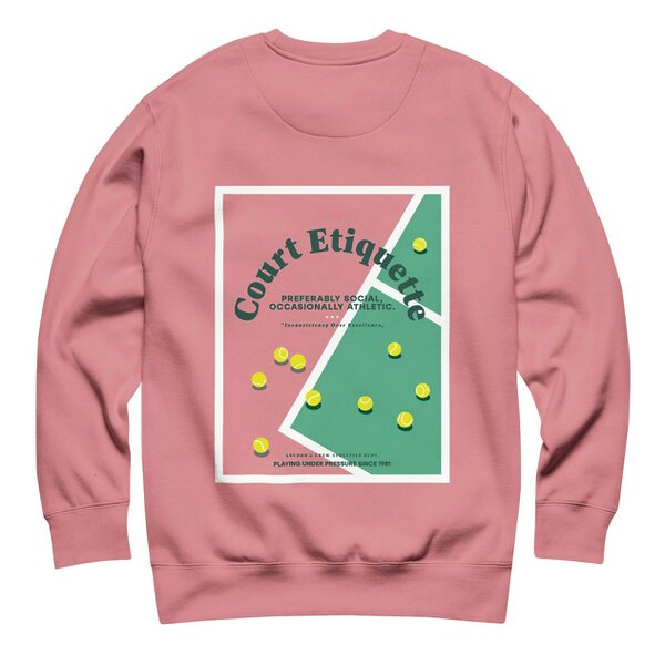 Anchor & Crew Court Etiquette Tennis Club League Organic Cotton Sweatshirt - Rose Pink