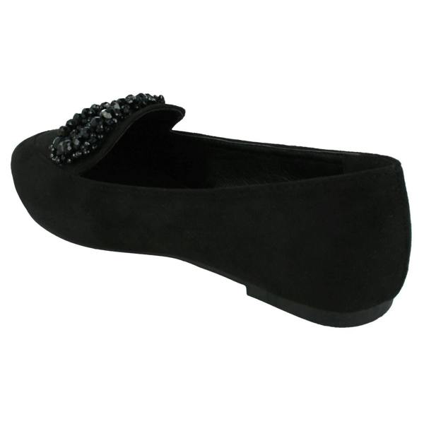Spot On Ladies Spot On Beaded Ballerina Shoes F80548