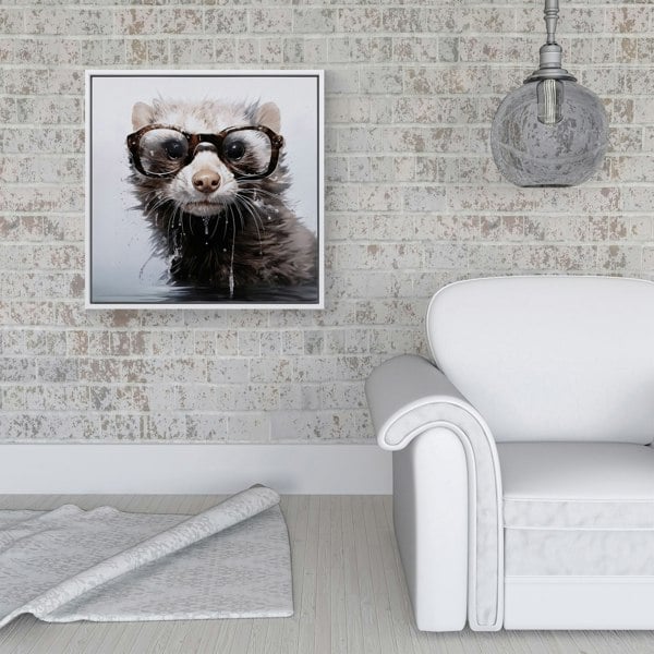 Warren Reed Splash Art Ferret Framed Canvas